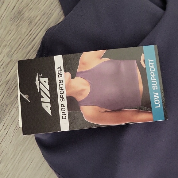 🛍Avia Womens L Cropped Sports Bra Blue Grey Low Support Stretch 2 Pack NEW - Picture 7 of 10